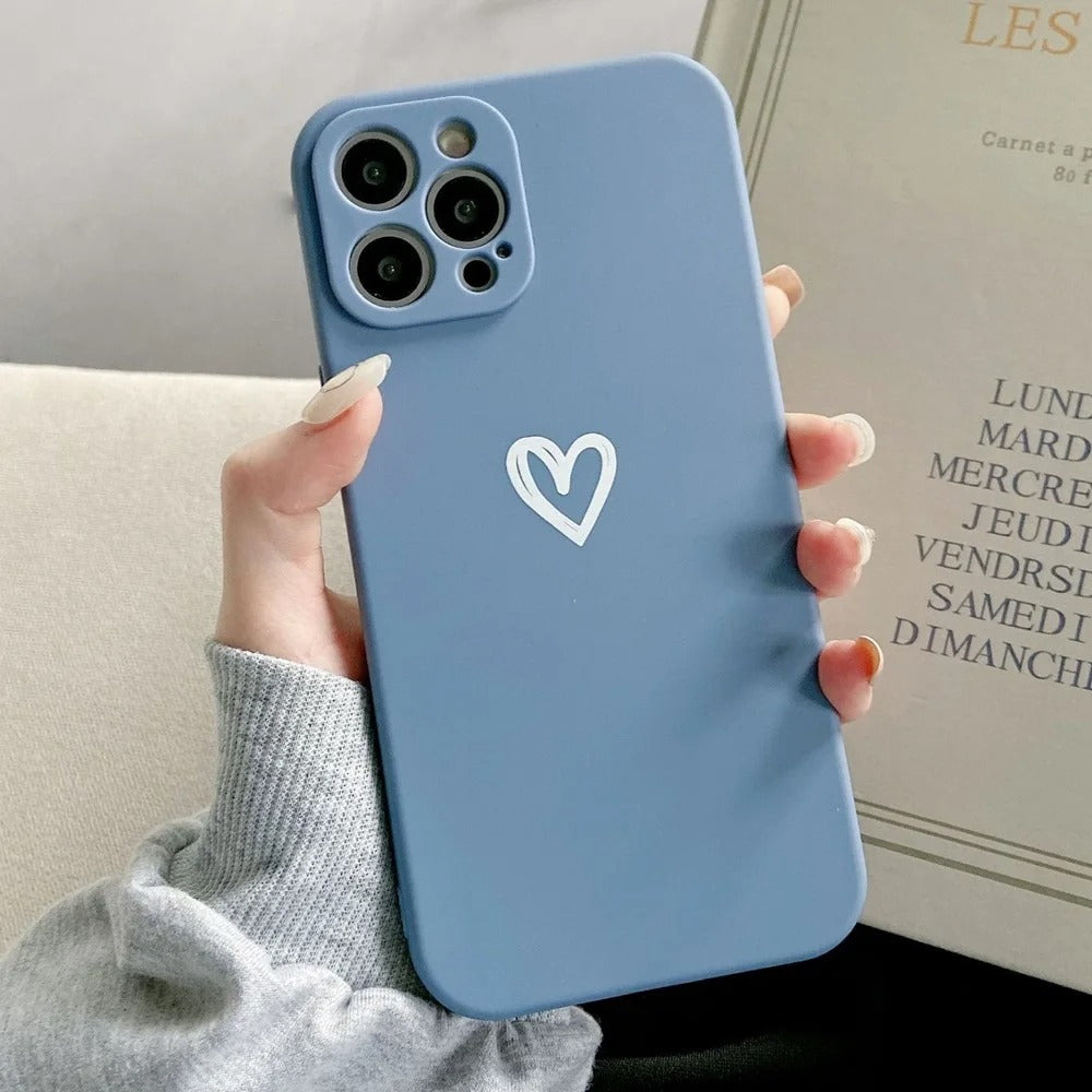 Cute Love Heart Soft Phone Case For iPhone 16 15 14 13 12 11