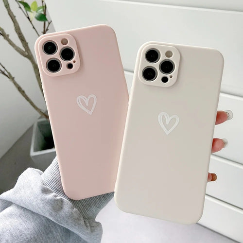 Cute Love Heart Soft Phone Case For iPhone 16 15 14 13 12 11