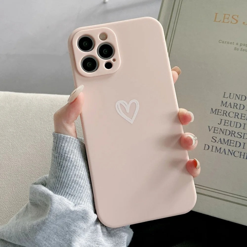 Cute Love Heart Soft Phone Case For iPhone 16 15 14 13 12 11