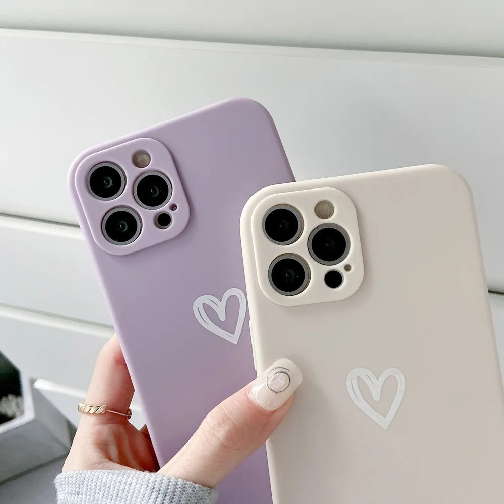 Cute Love Heart Soft Phone Case For iPhone 16 15 14 13 12 11