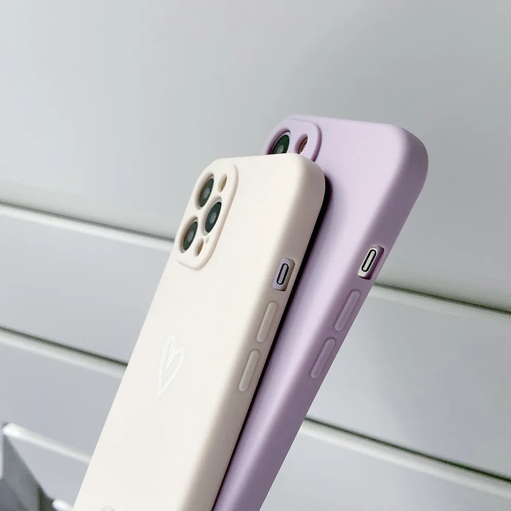 Cute Love Heart Soft Phone Case For iPhone 16 15 14 13 12 11