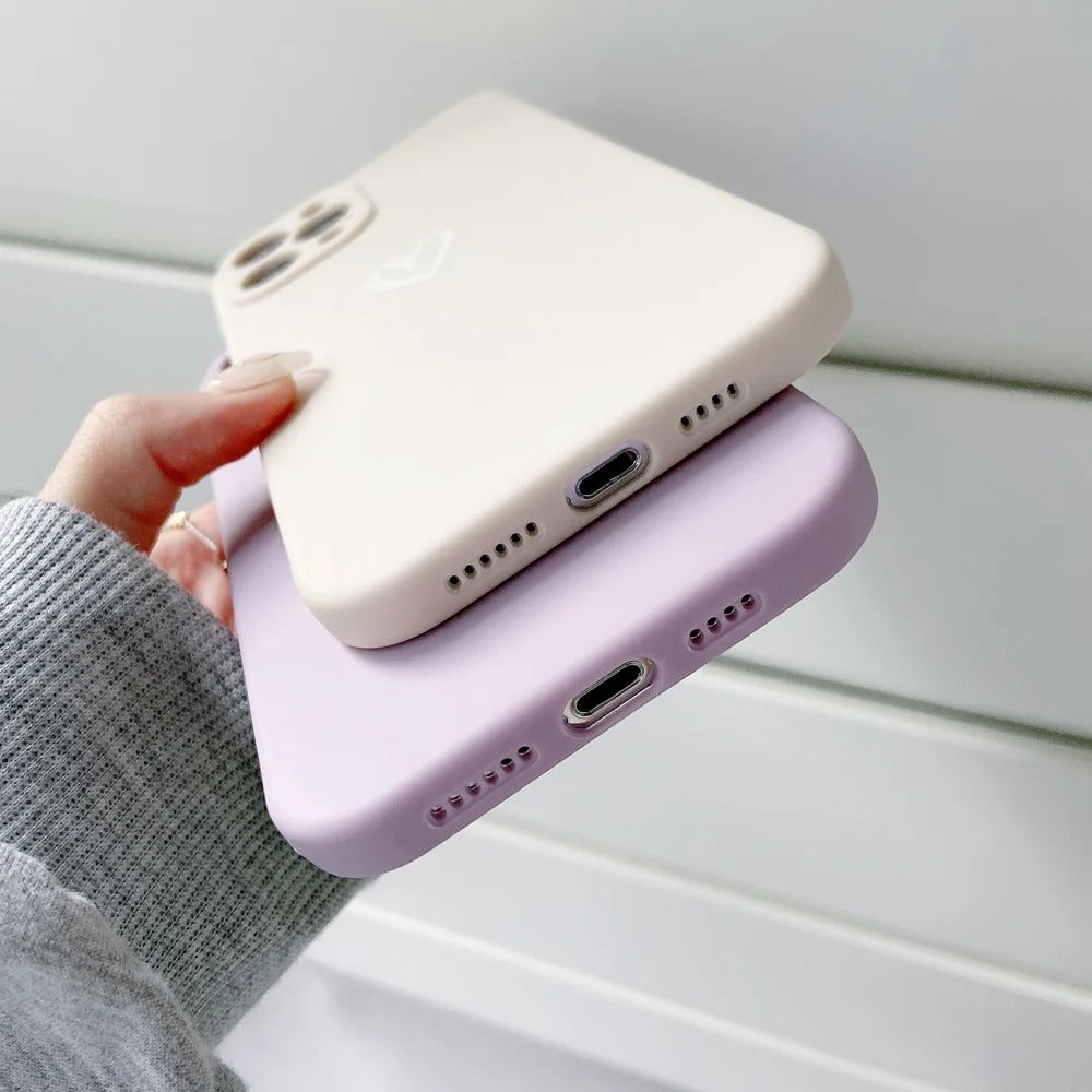 Cute Love Heart Soft Phone Case For iPhone 16 15 14 13 12 11
