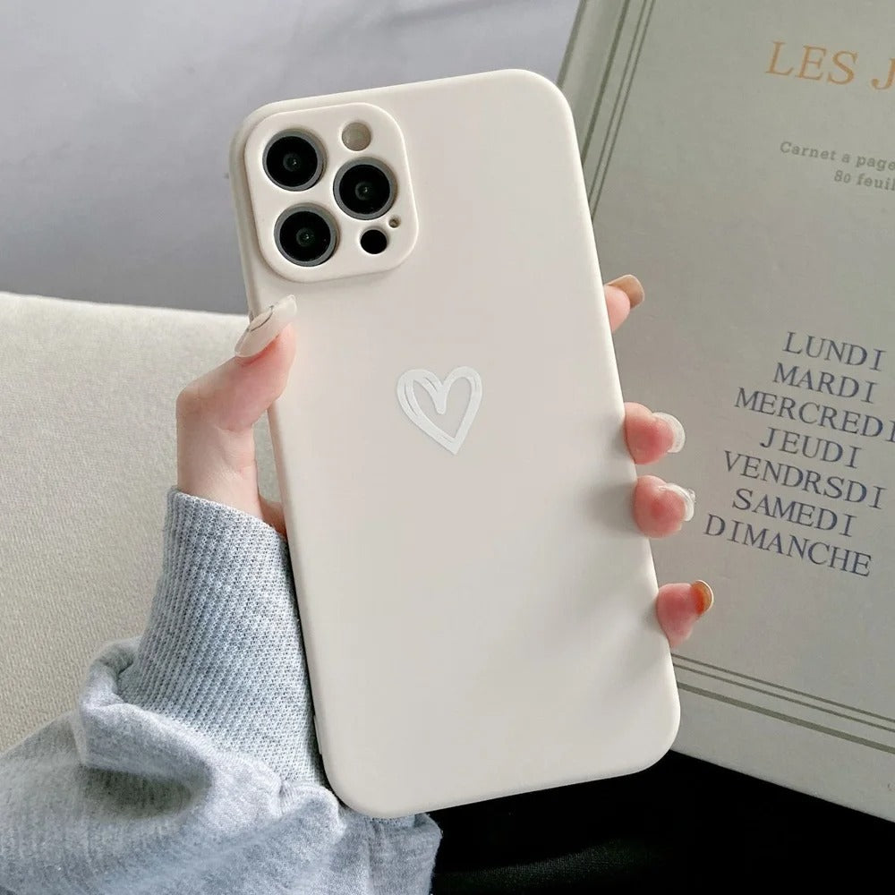 Cute Love Heart Soft Phone Case For iPhone 16 15 14 13 12 11