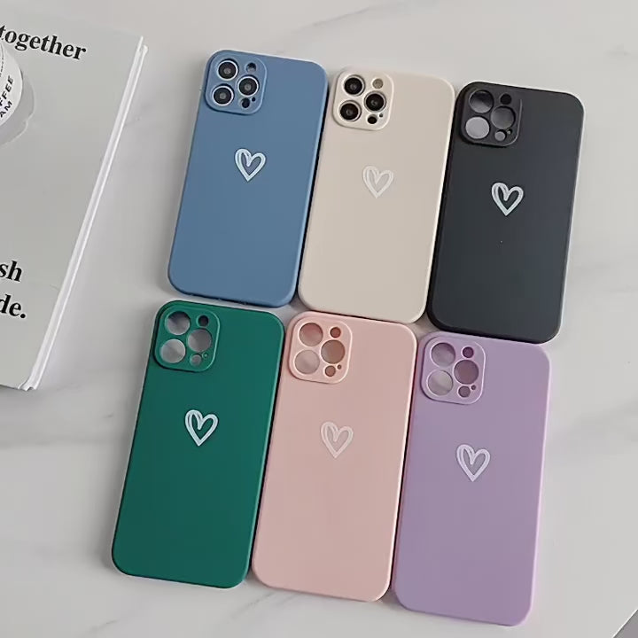 Cute Love Heart Soft Phone Case For iPhone 16 15 14 13 12 11